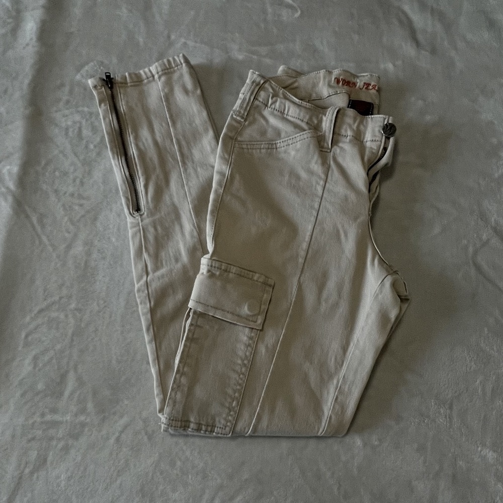 Khaki cargo skinny jeans size(2/26)